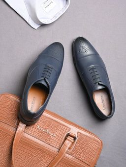 Louis Stitch - Men Federal Blue Formal Lace Up Derby Shoes