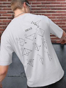 Bewakoof - Men's Grey Orig Graphic Printed Oversized T-shirt