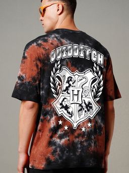 Bewakoof - Official Harry Potter Merchandise Men's Black & Brown Seeker Oversized T-Shirt