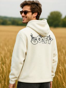 Bewakoof - Men's White Goofy Graphic Printed Oversized Hoodies