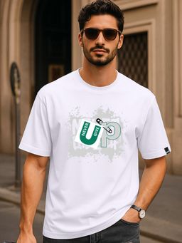 Bewakoof - Men'S White Never Give Up Typography Oversized T-Shirt