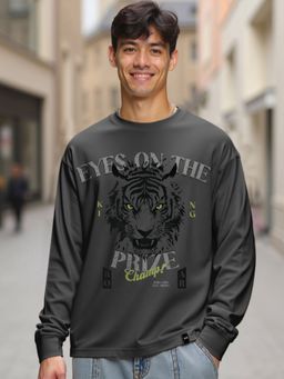 Bewakoof - Grey Cotton Full Sleeves T-Shirt