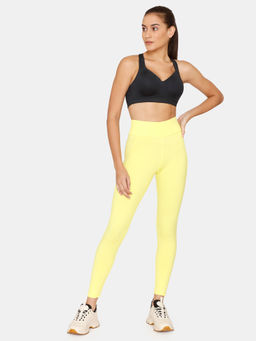 Zivame - Zelocity High Rise Elastane Blended Leggings - Yellowtail