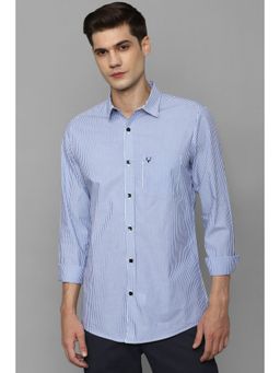 Allen Solly - Men Blue Slim Fit Stripe Full Sleeves Casual Shirt
