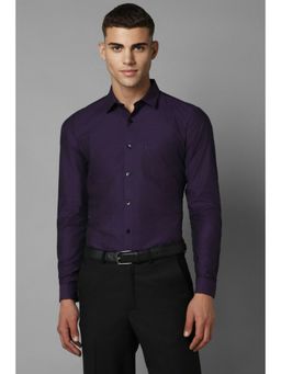 Allen Solly - Men Purple Slim Fit Textured Full Sleeves Formal Shirt
