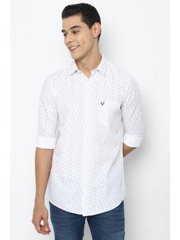 Allen Solly - Men White Slim Fit Print Full Sleeves Casual Shirt