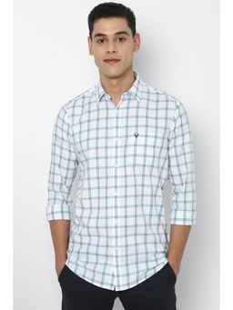 Allen Solly - Men White Slim Fit Checks Full Sleeves Casual Shirt