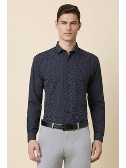Allen Solly - Men Navy Slim Fit Print Full Sleeves Formal Shirt