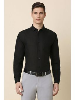 Allen Solly - Men Black Slim Fit Solid Full Sleeves Formal Shirt