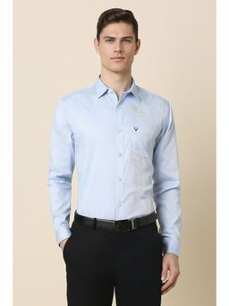 Allen Solly - Men Blue Slim Fit Textured Full Sleeves Formal Shirt