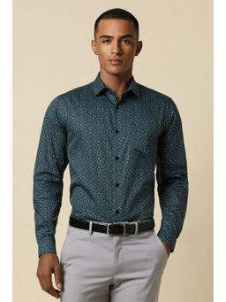 Allen Solly - Men Green Slim Fit Print Full Sleeves Formal Shirt