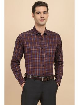 Allen Solly - Men Maroon Slim Fit Checks Full Sleeves Formal Shirt