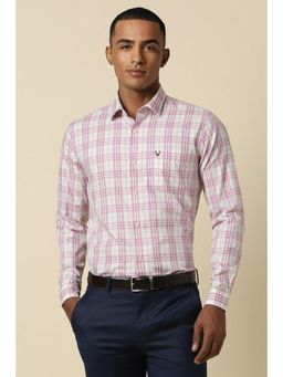 Allen Solly - Men Pink Slim Fit Checks Full Sleeves Formal Shirt