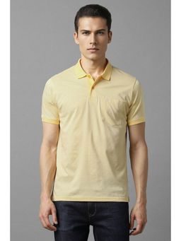 Louis Philippe - Men Yellow Solid Collar Neck Polo T-Shirt
