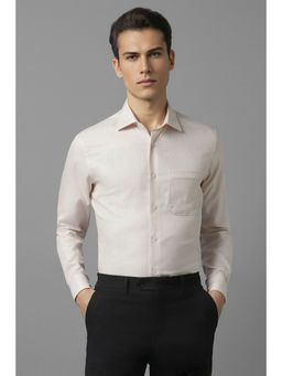 Louis Philippe - Men Cream Classic Fit Stripe Full Sleeves Formal Shirt