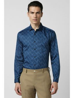 Van Heusen - Men Blue Slim Fit Print Full Sleeves Party Shirt