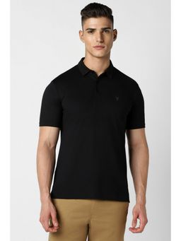 Van Heusen - Men Black Solid Collar Neck Polo T-Shirt