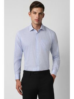 Van Heusen - Men Blue Slim Fit Checks Full Sleeves Formal Shirt