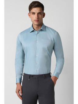Van Heusen - Men Blue Slim Fit Solid Full Sleeves Formal Shirt