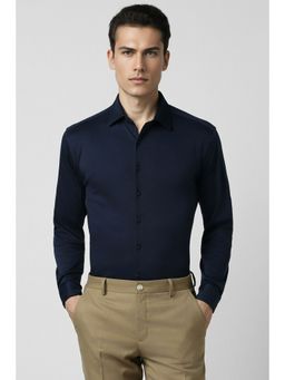 Van Heusen - Men Navy Slim Fit Solid Full Sleeves Formal Shirt