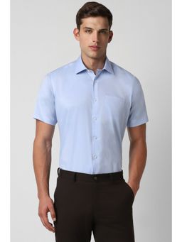 Van Heusen - Men Blue Regular Fit Solid Half Sleeves Formal Shirt
