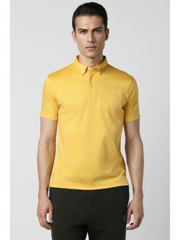 Van Heusen - Men Yellow Solid Collar Neck Polo T-Shirt