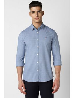 Van Heusen - Men Blue Slim Fit Checks Full Sleeves Casual Shirt