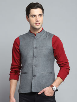 Monte Carlo - Men Grey Solid Nehru Jacket