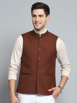 Monte Carlo - Men Brown Solid Nehru Jacket
