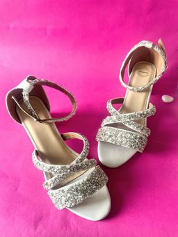 Modanta - White Satin Diamond Heels