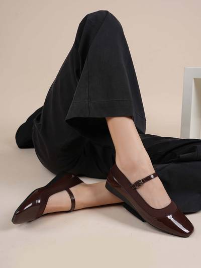 Brown Elegant Mary Jane Ballerinas for Women