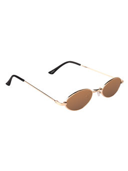 Spiky - Stylish Gold Frame Brown Lense Oval Sunglasses