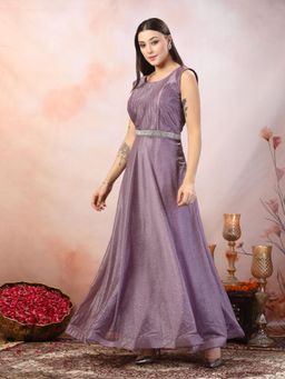 Stylum - Women Lavender Party Wear Shimmer Lycra Gown