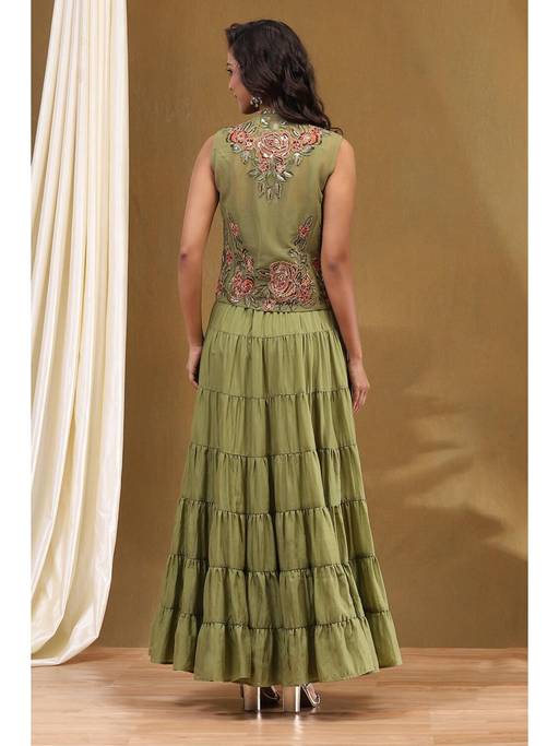 biba green dress with jacket Buy Georgette Festive Tiered Anarkali (Set of 2) (32) Online tudor dress
