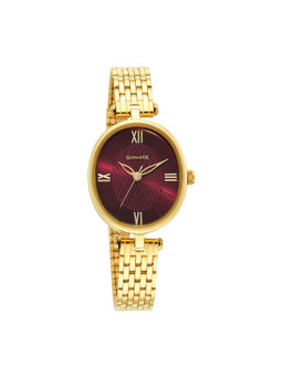Sonata - Classic Gold 8181YM01 Maroon Dial Analog watch for Women