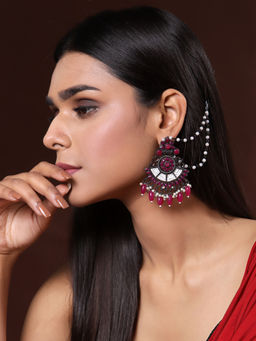 PANASH - Black Crescent Shaped Chandbali Earrings