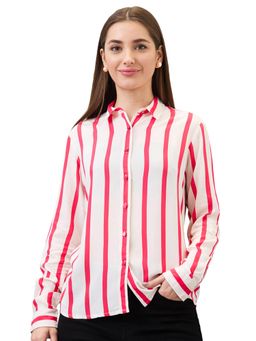 Spykar - Women Red Regular Fit Printed Full Sleeve Casual Shirt