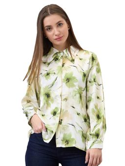 Spykar - Women Green Regular Fit Printed Full Sleeve Casual Shirt