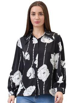 Spykar - Women Black Regular Fit Printed Full Sleeve Casual Shirt