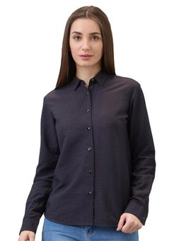 Spykar - Women Black Regular Fit Solid Full Sleeve Casual Shirt
