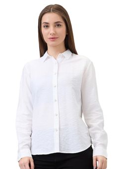 Spykar - Women White Regular Fit Solid Full Sleeve Casual Shirt