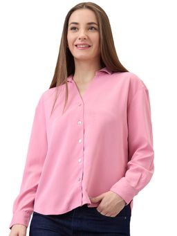 Spykar - Women Pink Regular Fit Solid Full Sleeve Casual Shirt