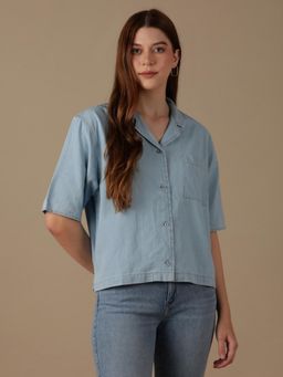 Wrangler - Women Solid Blue Regular Fit Shirt