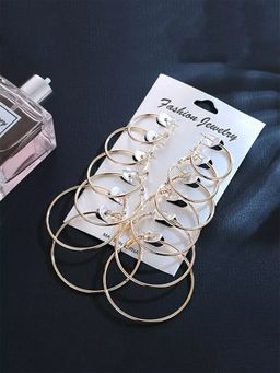 Yellow Chimes - Set of 6 Gold Plated Circular Hoop Earrings