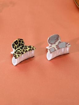 Estele - Multicolor Plastic Animal Print Design Claw Hair Clip for Womensorgirl Pack-2