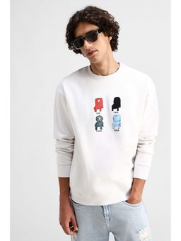 Snitch - White Printed Full Sleeves Regular Casual Sweatshirt For Men