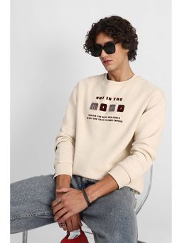 Snitch - Cream Printed Full Sleeves Regular Casual Sweatshirt For Men