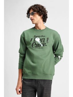 Snitch - Sage Green Printed Full Sleeves Regular Casual Sweatshirt For Men