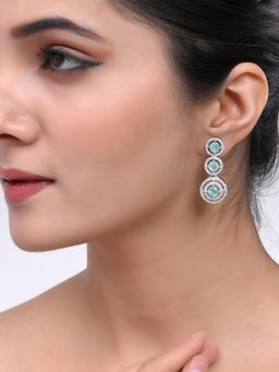 Silvermerc Designs - Silver Plated Geometric American Dimond Drop Earrings