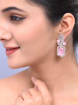 Silvermerc Designs - Pink American Dimond Drop Earrings